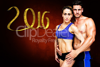 Composite image of bodybuilding couple