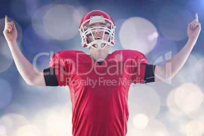 Composite image of american football player triumphing