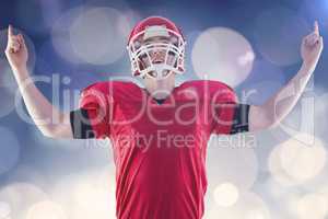 Composite image of american football player triumphing