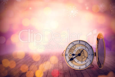 Composite image of retro styled pocket clock with mirror