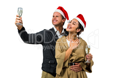 Elegant couple celebrating christmas together
