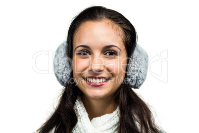 Smiling woman with earmuffs