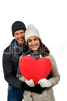 Festive couple in winter clothes