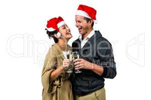 Elegant couple celebrating christmas together
