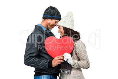 Festive couple in winter clothes