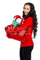 Smiling woman holding gifts