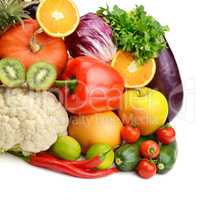 fruits and vegetables isolated on white background