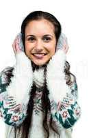 Smiling woman with earmuffs