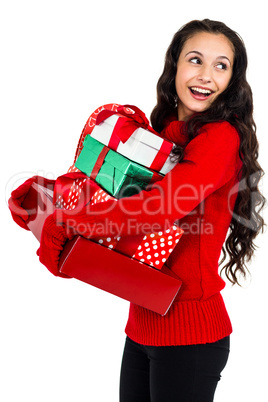 Smiling woman holding gifts