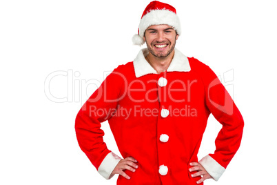 Happy man in santa costume