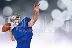 Composite image of american football player looking away while t