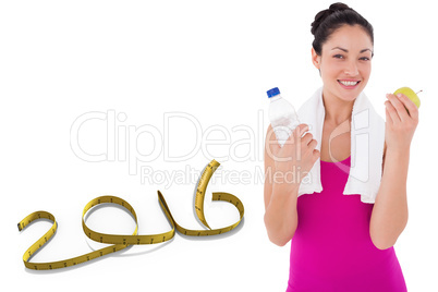 Composite image of fit woman smiling at camera