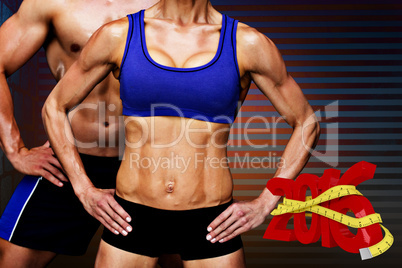 Composite image of bodybuilding couple