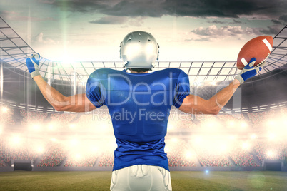 Composite image of full length rear view of american football pl