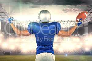 Composite image of full length rear view of american football pl