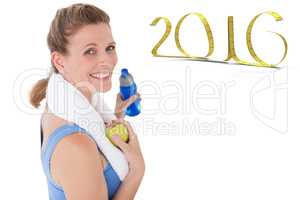 Composite image of fit woman smiling at camera