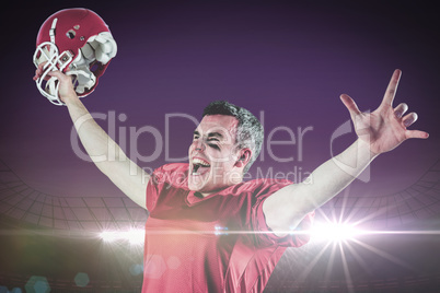 Composite image of a triumph of an american football player with