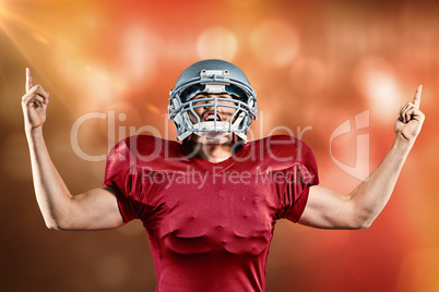 Composite image of american football player cheering