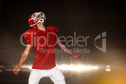 Composite image of rugby player looking up and screaming