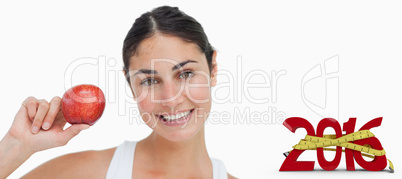 Composite image of woman on diet