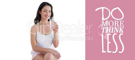 Composite image of woman drinking water