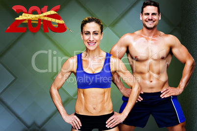 Composite image of bodybuilding couple