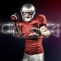 Composite image of sportsman throwing american football while playing