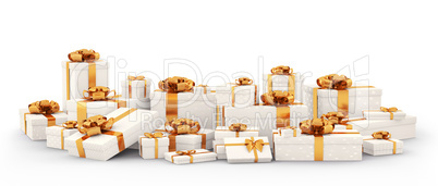 White gift boxes, presents isolated 3d rendering