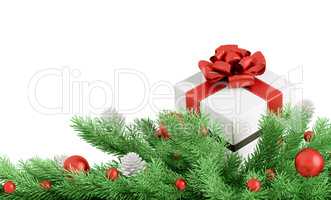 Christmas decoration with gift isolated 3d rendering