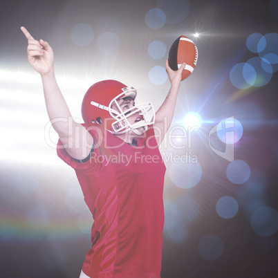 Composite image of a triumph of an american football player