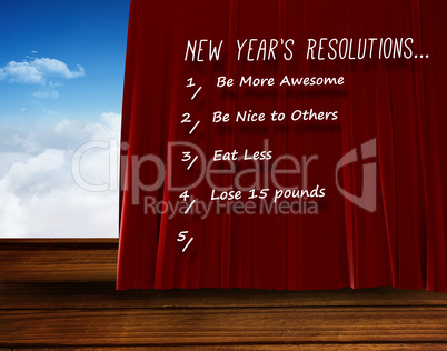 Composite image of catogory of new years resolution list on whit