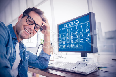 Composite image of  portrait of a casual businessman posing and