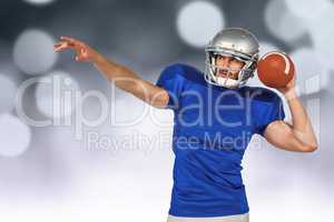 Composite image of american football player about to throw the b