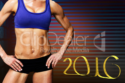 Composite image of female bodybuilder