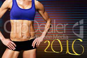 Composite image of female bodybuilder