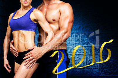 Composite image of bodybuilding couple