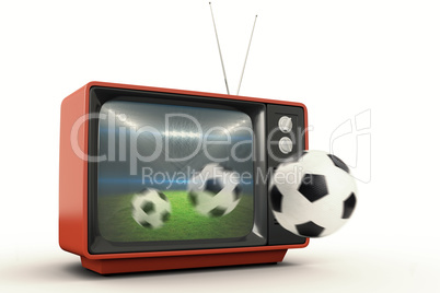 Composite image of black and white leather football Composite image of black and white leather football