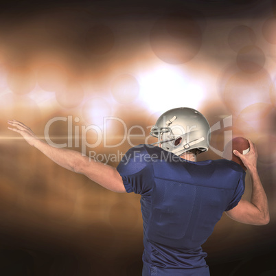 Composite image of rear view of american football player throwin