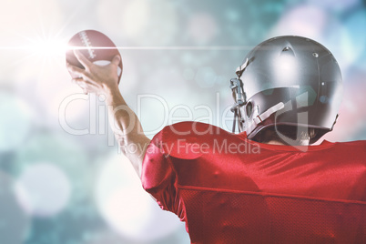 Composite image of rear view of american football player in red