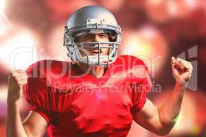 Composite image of portrait of american football player cheering