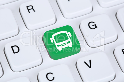 Bus Fernbus Reise online buchen im Internet Computer Konzept