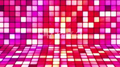 Broadcast Twinkling Hi-Tech Cubes Stage, Red Magenta, Abstract, Loopable, HD