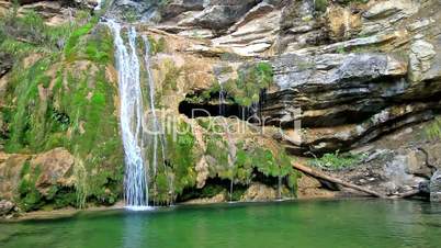 Beautiful veil cascading waterfalls in Campdevanol, Spain