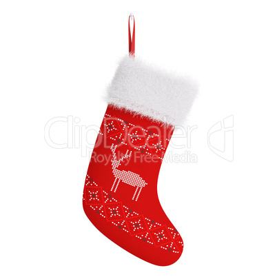 Red christmas stocking isolated 3d rendering