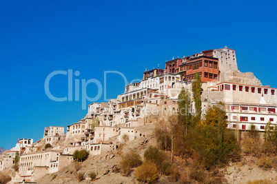 India Thikse Gompa with blue sky