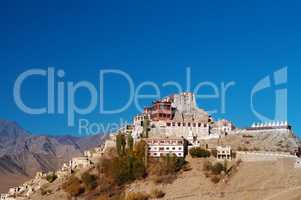 India Thikse Monastery with blue sky