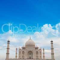 Taj Mahal Agra India with blue sky