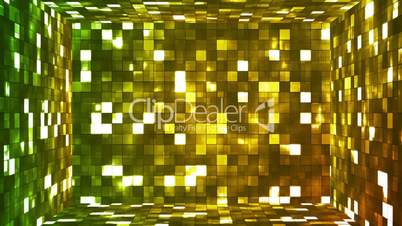 Broadcast Firey Light Hi-Tech Squares Room, Green Golden, Abstract, Loopable, HD
