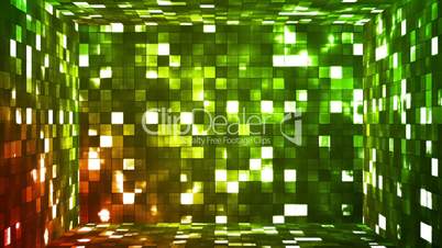 Broadcast Firey Light Hi-Tech Squares Room, Green Orange, Abstract, Loopable, HD