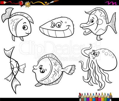 wild animals set coloring page